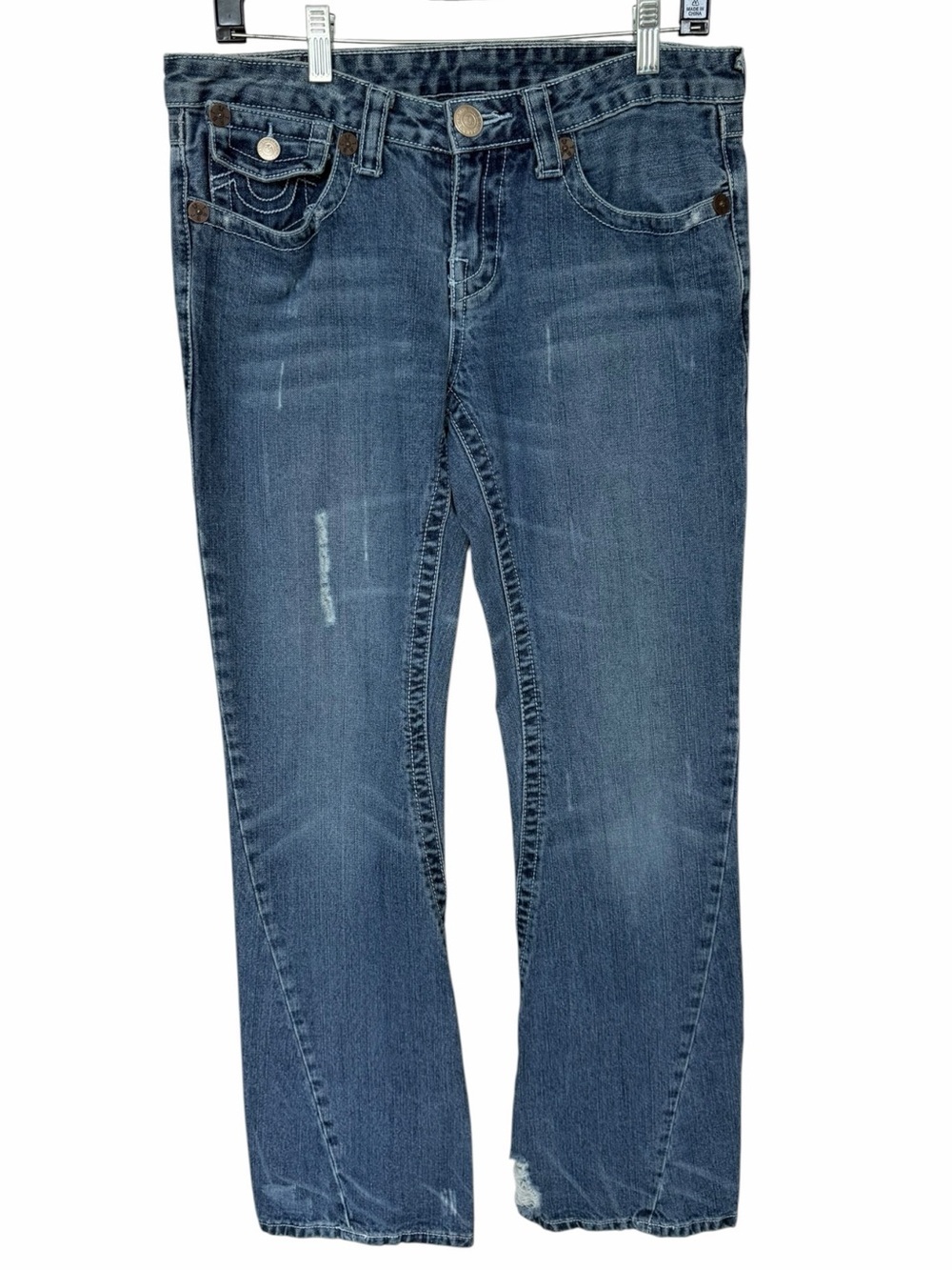 ✅ True Religion Women's Medium Blue distressed Jeans size 31